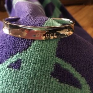 Gucci silver logo open bangle