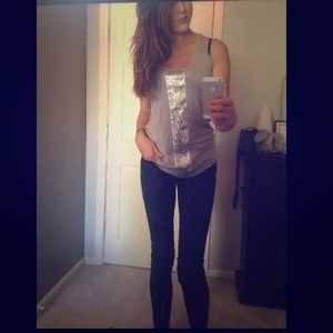 Grey sparkly tank top