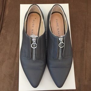 PURE NAVY Hudson Zipper Leather Oxford in grey