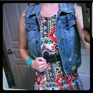 Distressed Denim Vest