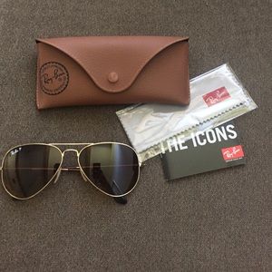 Classic RayBan Aviator Brown Polarized Lenses.