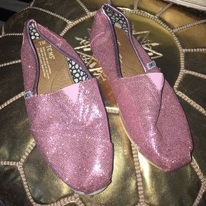 Pink glitter Toms size 7