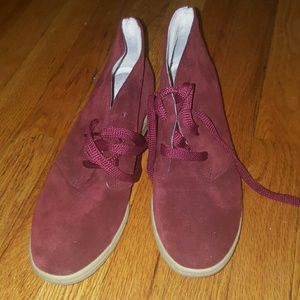 Maroon Suede Clarks Booties
