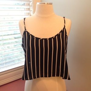 Flowy Black and White Striped Crop Top