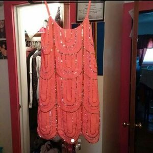 Coral scallop dress