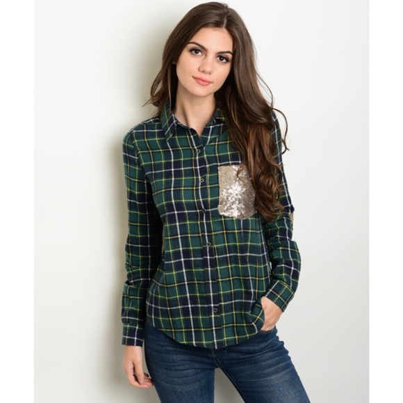 Top with Sequin Pocket & Elbow Patches - Picture 2 of 3