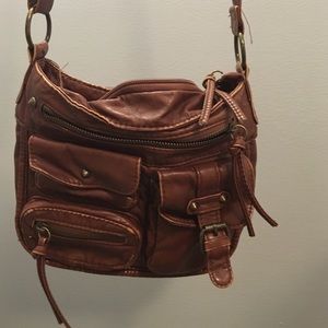 Brown leather cross body bag