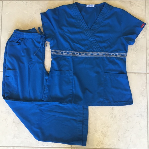 Blue Embroidered Reina Scrub Set (sale!!)