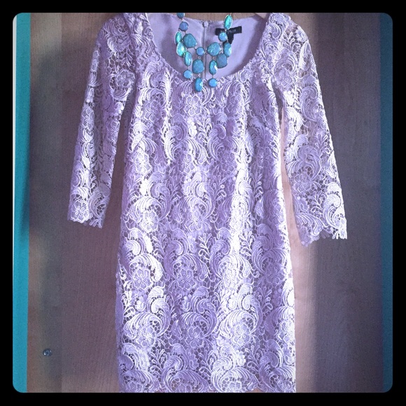 3/4 length sleeve lace shift dress.