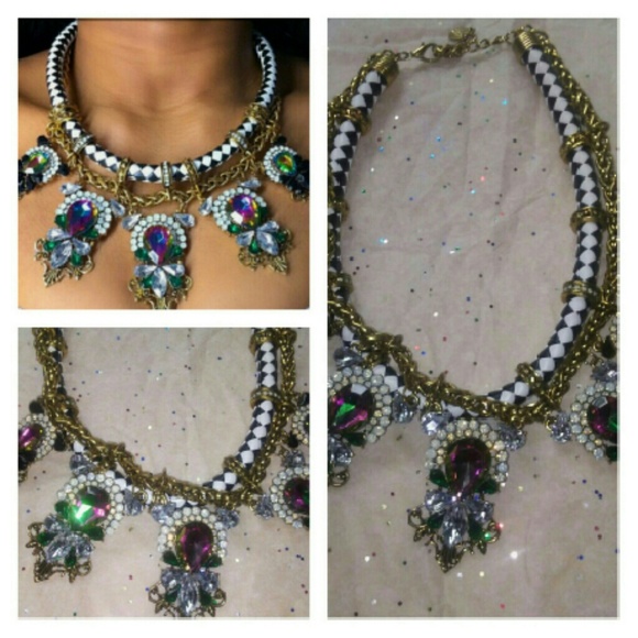 Iridescent oversized rope statement necklace