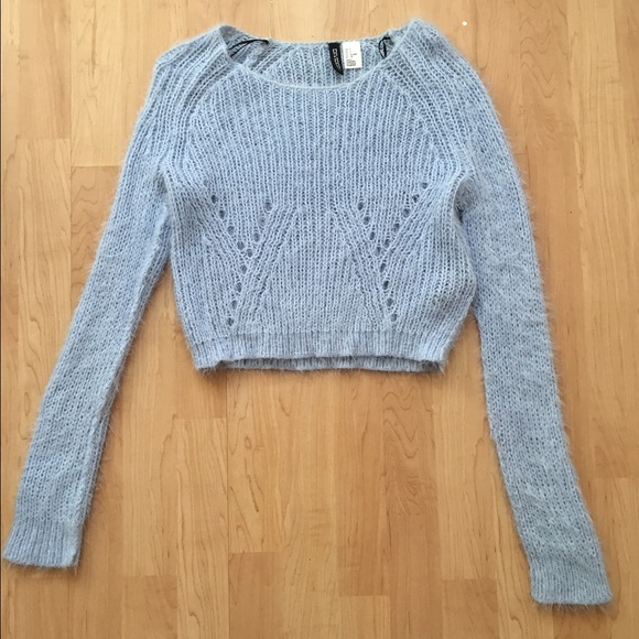 💘 light blue cropped knit sweater