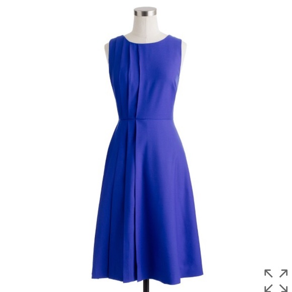 J. Crew Cobalt Blue Pleated Dress Super 120s Wool