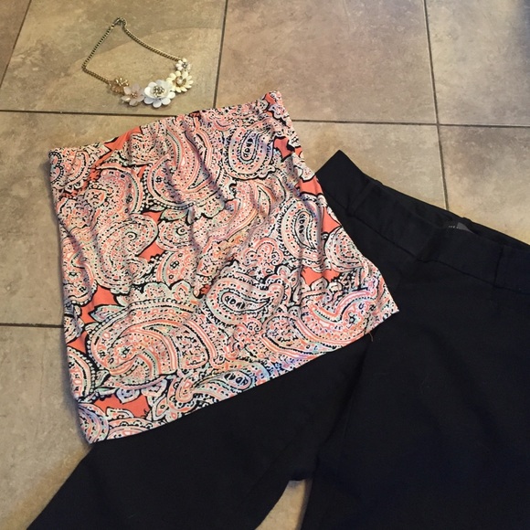 Peach paisley print tube top