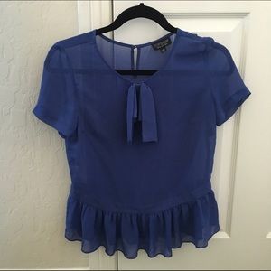 Topshop sheer blue top