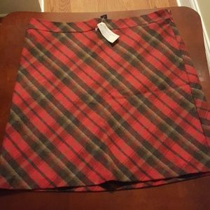 Gray and Red Plaid Skirt