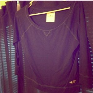 Navy quarter sleeve crop top