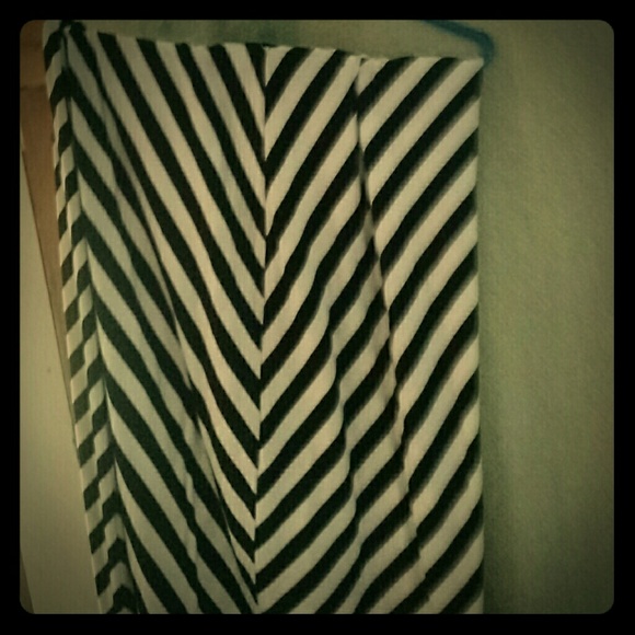 Long black white striped skirt