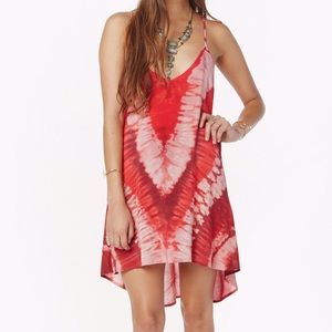 Blue life exile dress in red tie dye