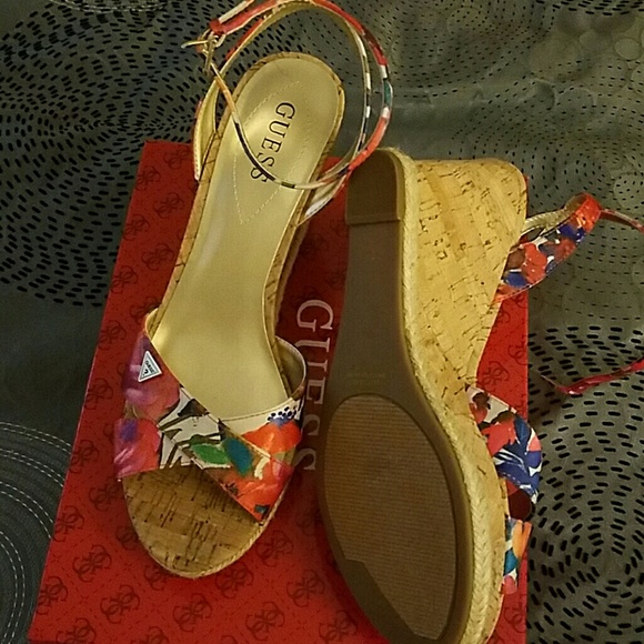 Multi Coloured Floral Low Wedge