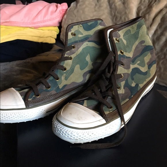Men's camo Ralph Lauren sneakers.
