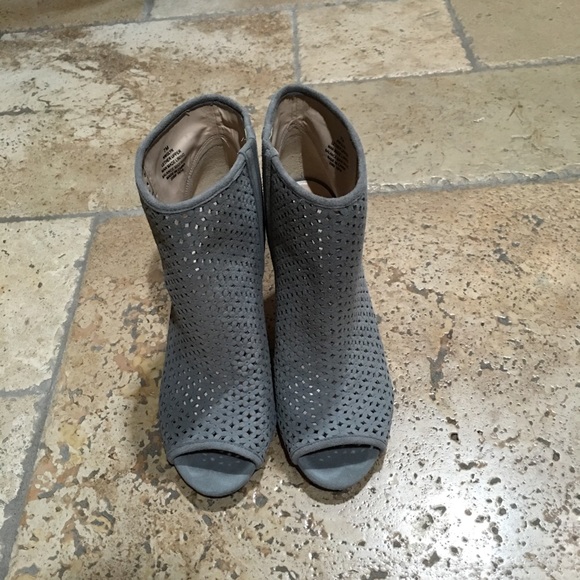 Nine West Blue-Grey Suede Perforated Booties