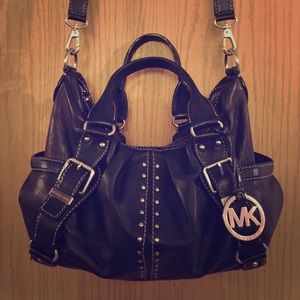 Micheal Kors black studded mid size purse