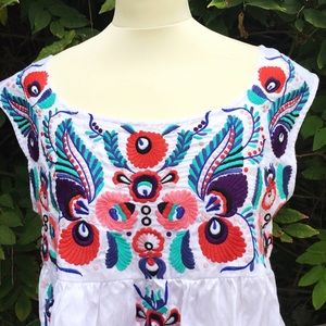 Multi-color Floral Embroidered Babydoll Top