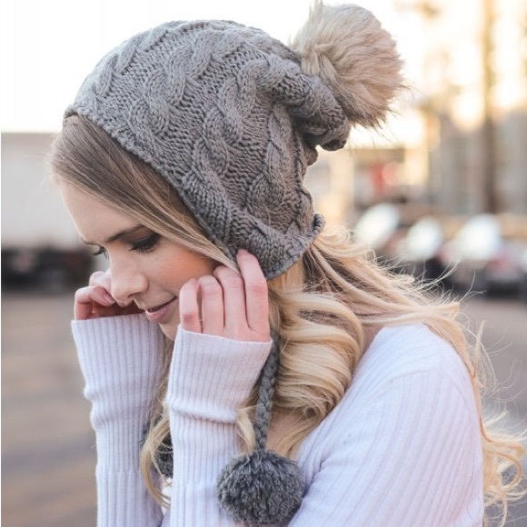 Cable Knit Ear Flap Beanie - Picture 2 of 5