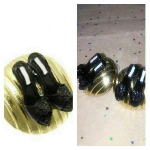 Gold High Heel Slipper Earrings