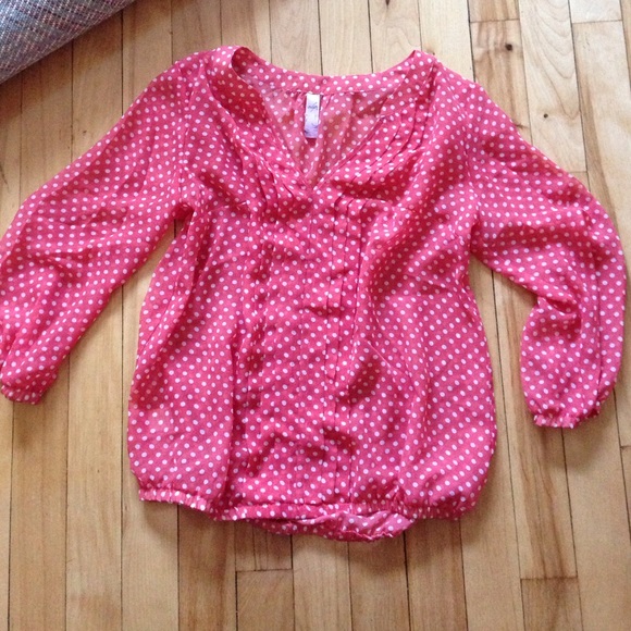 Tops - Polka Dot Salmon Loose Blouse