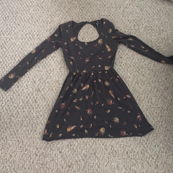 Gray dress w gold feathers