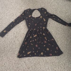 Gray dress w gold feathers