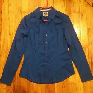 Express long sleeve blue button down top