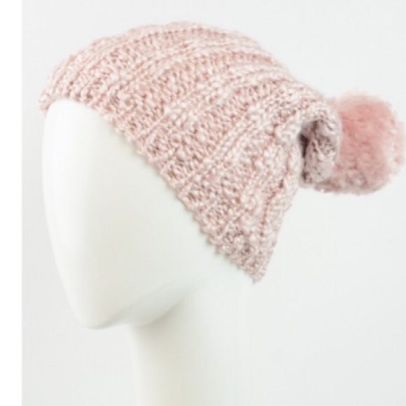 Baby Pink Slouchy Pom Beanie - Picture 2 of 4