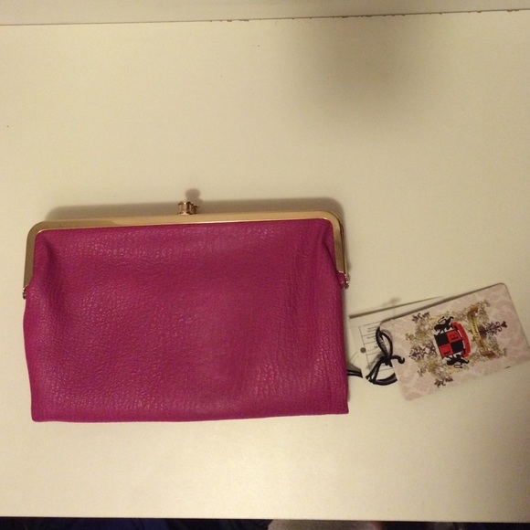 Never used pink clutch w double pockets