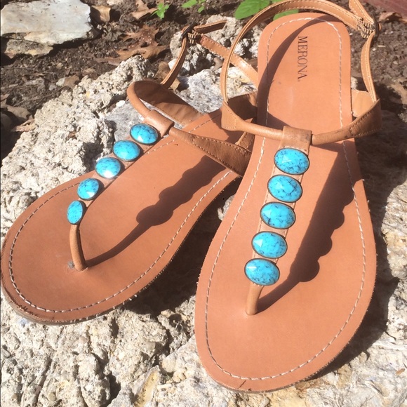 Turquoise Thong Sandals