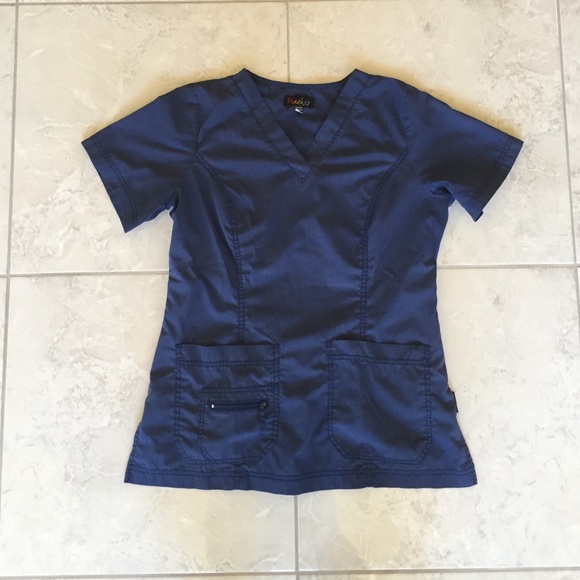 Navy blue Peaches scrub top