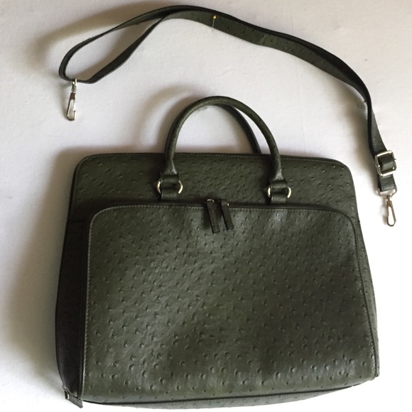Green ostrich like laptop bag