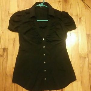 Express black short sleeve button down top
