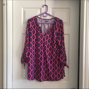 Mud pie pink and navy tunic