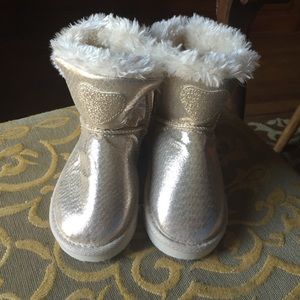 Gold warm fuzzy boots
