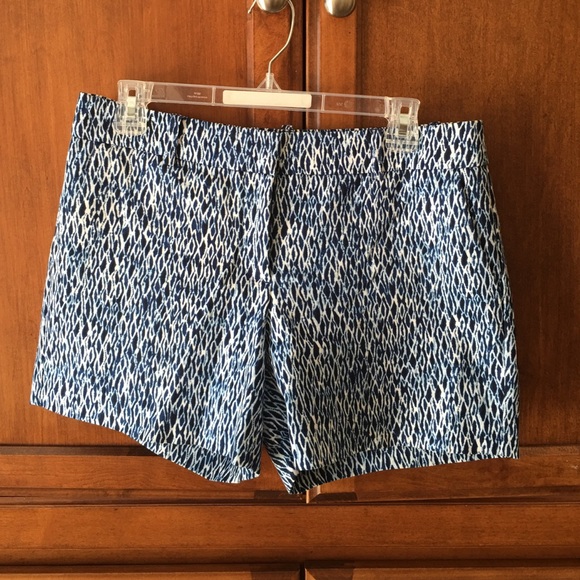 Navy Teal & White Kenar Shorts, 6" Length