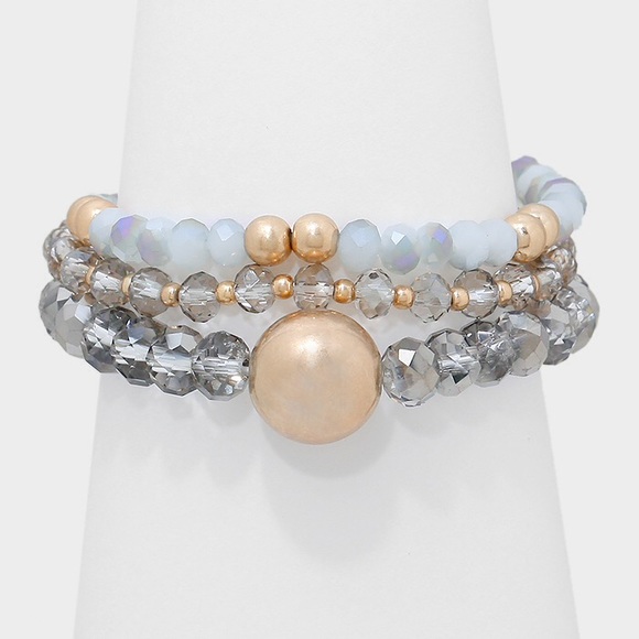 3pc Bead Strand Stack Stretch Bracelet - image 1