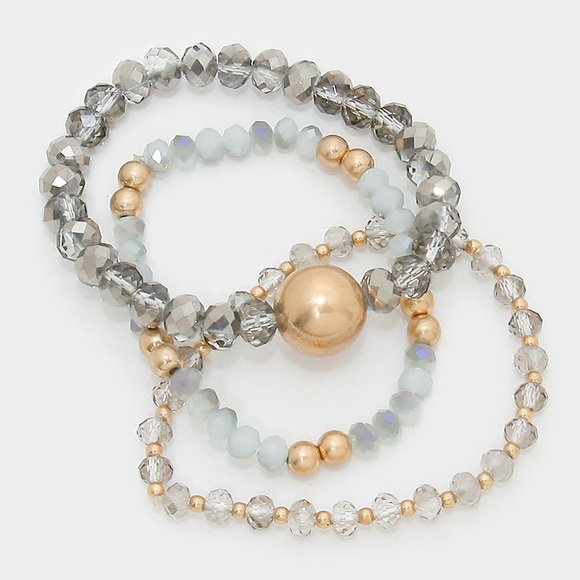 3pc Bead Strand Stack Stretch Bracelet - image 2