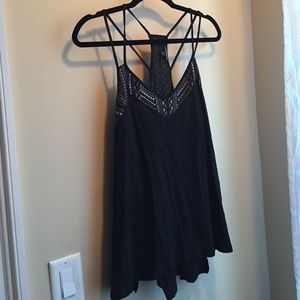 Black strappy tank