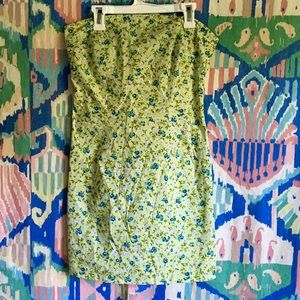 🌈BUNDLE FREE🌈90s Vintage Floral Strapless Dress