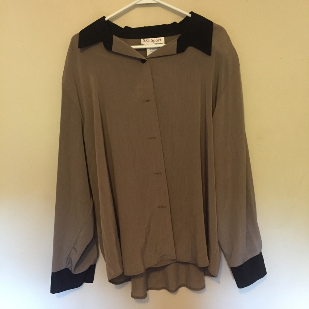 Tan and Black Blouse
