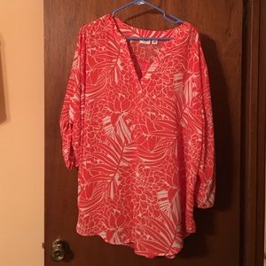 Floral top coral and white from Cato
