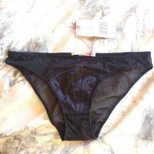 Stella McCartney Black Satin & Mesh Bikini Bottom