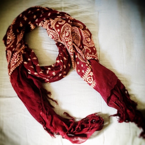 Burgundy and Gold Paisley Scarf/Wrap